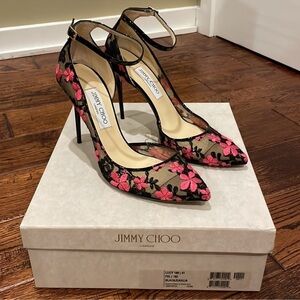 In search of Jimmy Choo Women's Floral Black and Pink Heels